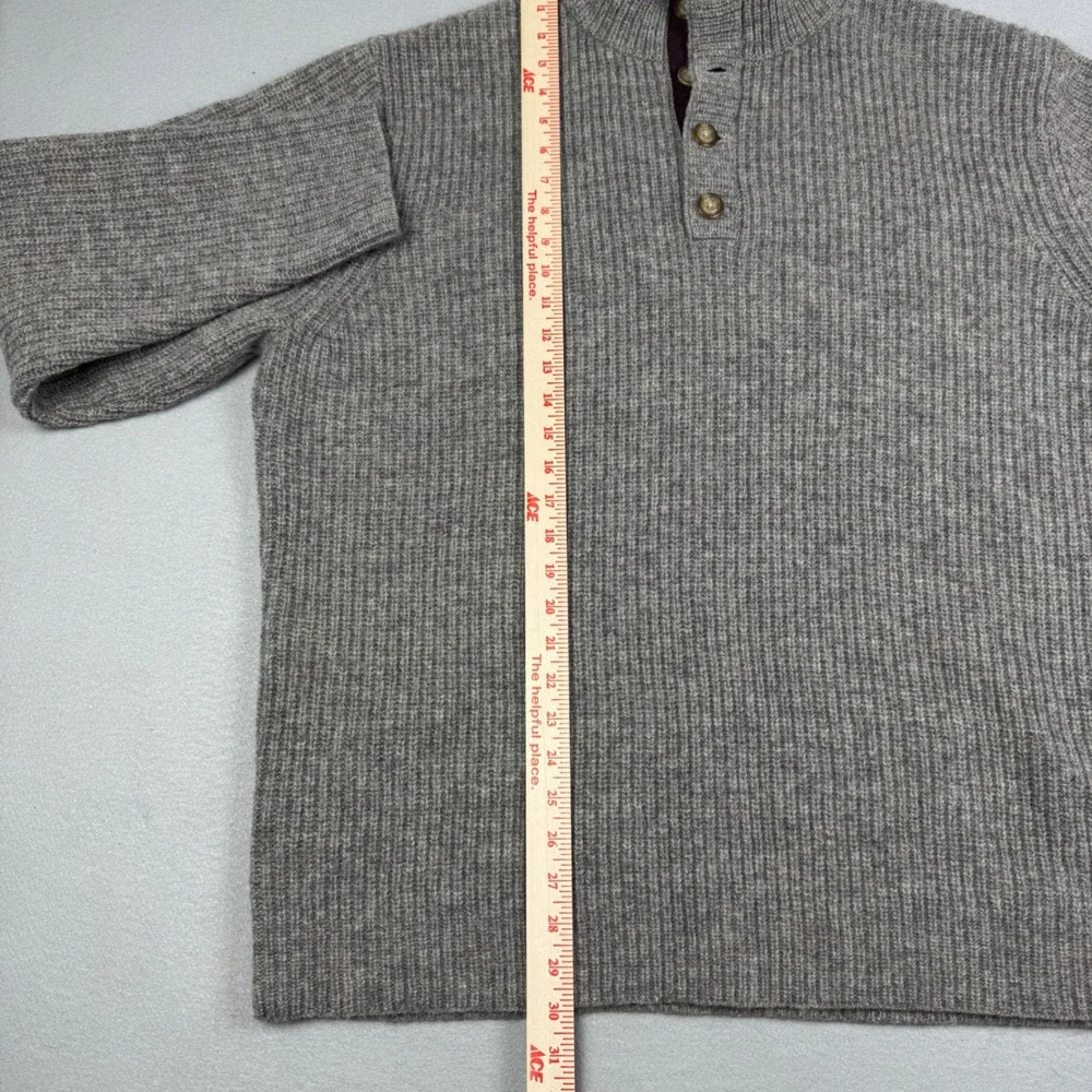 Woolrich Mens Gray 100% Wool Ribbed Knit Henley Sweater Mock Neck XXL 9020 - Picture 7 of 10